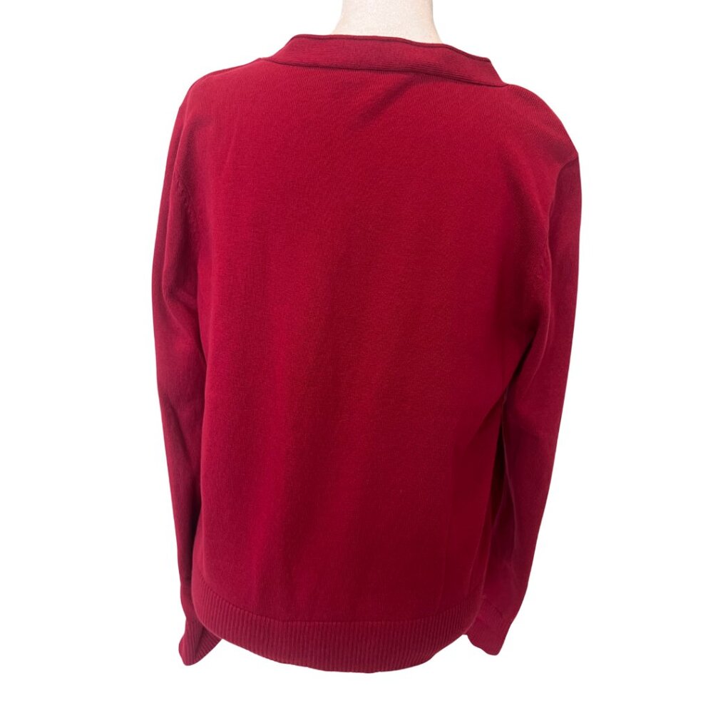 J. Jill Petite M Dark Ruby Red Button Front Stret… - image 7